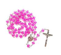 LAUDLY Cadena de cuentas de cristal de imitación, rosario en forma de cruz, cadena de clavícula, luz de lujo, para mujer, cadena de cuentas curvadas
