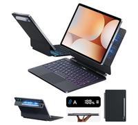 LAUDTEC - Funda mágica con teclado para Samsung Galaxy Tab S11/S9 de 11 pulgadas, S10Lite/S10FE /S9FE5G de 10.9 pulgadas, pantalla LED de alimentación y trackpad retroiluminado de 7 colores con