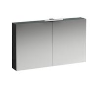 LAUFEN Armario con espejo base de 1200 mm, 2 puertas, elemento de luz LED, H4029021102661, Color: Gris de tráfico