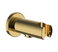 LAUFEN Codo de conexión doble, con soporte de ducha, proyección de 42 mm, con desconector, roseta redonda, HF504778463000, Color: PVD de oro