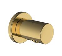 LAUFEN Codo de conexión doble, proyección 42 mm, con desconector, roseta redonda, HF504776463000, Color: PVD de oro