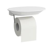 LAUFEN El Nuevo Portarrollos Clásico, Cerámica Zafiro, H8738537570001, Color: Blanco mate, soporte de ruedas cromado