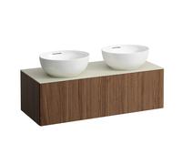 LAUFEN Il Bagno Alessi cajonera, encimera de piedra Calce Avorio, recortable derecha/izquierda, 120x50x37cm, 1 cajón, H4313140976301, Color: Noce Canaletto
