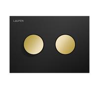 LAUFEN INEO Placa de accionamiento ranurada, para elemento de WC, accionamiento de doble descarga, H9001171250001, Color: Negro mate con botones dorados brillantes
