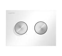 LAUFEN INEO Placa de accionamiento ranurada, para elemento de WC, accionamiento de doble descarga, H9001171940001, Color: Blanco brillante con botones de acero inoxidable cepillado