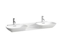 LAUFEN INO lavabo doble, 1 agujero de grifo por lavabo, sin rebosadero, 1420x450mm, H8143040001111, Color: Blanco
