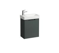 LAUFEN juego completo 480, lavamanos Pro S, 1 grifo a la izquierda, con rebosadero, incl. mueble bajo Juna, 1 puerta a la izquierda, 480x280x680mm, H8659662661041, Color: Gris de tráfico