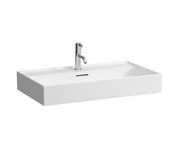LAUFEN Kartell Lavabo bajo encimera, 3 agujeros para grifo, con rebosadero, 800x460mm, H8103367571081, Color: Blanco Mate