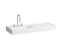 LAUFEN Kartell lavabo, bajo encimera, repisa derecha, 2 agujeros para grifo, sin rebosadero, 1200x460mm, H8133324008151, Color: Blanco con LCC