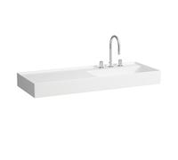 LAUFEN Kartell lavabo, bajo encimera, repisa izquierda, 1 agujero para grifo, sin rebosadero, 1200x460mm, H813333A001111, Color: Blanco con LCC Activo