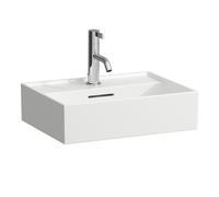 LAUFEN Kartell lavabo con enjuague manual, bajo encimera, 1 agujero para grifo, con rebosadero, 450x340mm, H8153304001041, Color: Blanco con LCC