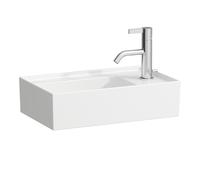 LAUFEN Kartell lavabo con enjuague manual, grifería a la derecha, encastrado, 1 agujero para grifo, sin rebosadero, 460x280mm, H815334A001111, Color: Blanco con LCC Activo