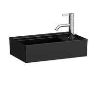 LAUFEN Kartell Lavabo con enjuague manual, repisa de grifería a la derecha, encastrado, sin agujero para grifería, sin rebosadero, 460x280mm, H8153347161121, Color: Negro Mate