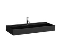 LAUFEN Kartell Lavabo sobre encimera, 1 agujero para grifo, con rebosadero, 1000x460mm, H8163377161041, Color: Negro Mate