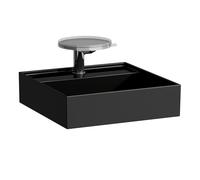 LAUFEN Kartell Lavabo sobre encimera, 3 agujeros para grifo, sin rebosadero, 460x460mm, H8183310201581, Color: Negro brillante