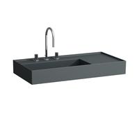 LAUFEN Kartell lavabo sobre encimera, repisa derecha, 3 agujeros para grifo, sin rebosadero, 900x460mm, H8183387581581, Color: Grafito mate