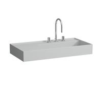 LAUFEN Kartell lavabo sobre encimera, repisa izquierda, 3 agujeros para grifo, sin rebosadero, 900x460mm, H8183397591581, Color: Gris mate