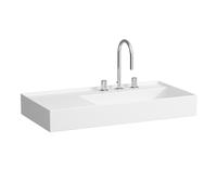 LAUFEN Kartell lavabo sobre encimera, repisa izquierda, 3 agujeros para grifo, sin rebosadero, 900x460mm, H8183394001581, Color: Blanco con LCC