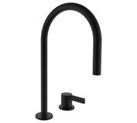LAUFEN Kartell Mezclador de lavabo de 2 agujeros, caño giratorio, sin válvula de desagüe, proyección 166 mm, H3113320812201, Color: PVD negro titanio mate