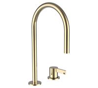 LAUFEN Kartell Mezclador de lavabo de 2 agujeros, caño giratorio, sin válvula de desagüe, proyección 166 mm, H3113320012201, Color: Oro