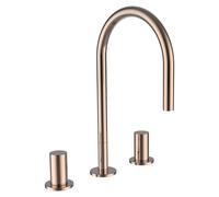 LAUFEN Kartell Mezclador de lavabo de 3 agujeros, caño giratorio, sin válvula de desagüe, proyección 166 mm, H3123330822201, Color: Oro rosa