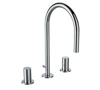 LAUFEN Kartell Mezclador de lavabo de 3 agujeros, caño giratorio, sin válvula de desagüe, proyección 166 mm, H3123330042201, Color: cromado