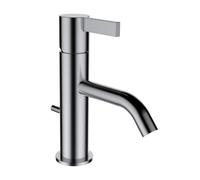 LAUFEN Kartell Mezclador monomando para lavabo, caño fijo, con válvula de desagüe, 115 mm de proyección, H3113310901011, Color: acero inoxidable pulido