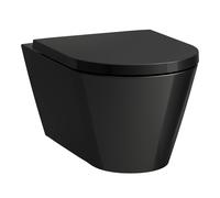 LAUFEN Kartell WC suspendido, cisterna baja, con Silent Flush sin borde, 545x370x355mm, H8213310200001, Color: Negro brillante
