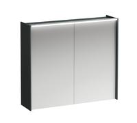 LAUFEN LANI armario con espejo, dos puertas, con elemento de iluminación LED, 820x210x715mm, H4037621122661, Color: Gris de tráfico