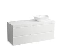 LAUFEN LANI encimera de lavabo blanco mate incl. mueble bajo, 1 hueco a la derecha, 1370x495x580mm, H4045831122601, Color: Blanco mate