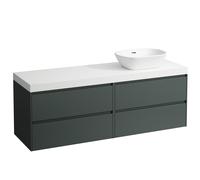 LAUFEN LANI encimera de lavabo blanco mate incl. mueble bajo, 1 hueco a la derecha, 1570x495x580mm, H4045931122661, Color: Gris de tráfico