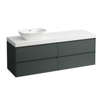 LAUFEN LANI encimera de lavabo blanco mate incl. mueble bajo, 1 hueco a la izquierda, 1570x495x580mm, H4045921122661, Color: Gris de tráfico
