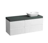 LAUFEN LANI encimera de lavabo gris tráfico incl. mueble bajo, 1 hueco a la derecha, 1370x495x580mm, H4055831122601, Color: Blanco mate