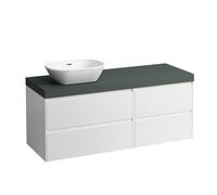 LAUFEN LANI encimera de lavabo gris tráfico incl. mueble bajo, 1 hueco a la izquierda, 1370x495x580mm, H4055821122611, Color: Blanco brillante
