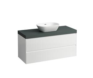 LAUFEN LANI encimera de lavabo gris tráfico incl. mueble bajo lavabo, 1 hueco en el centro, 1185x495x580mm, H4055711122601, Color: Blanco mate