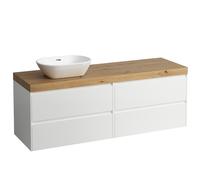 LAUFEN LANI encimera de lavabo roble silvestre incl. mueble bajo, 1 hueco a la izquierda, 1570x495x580mm, H4065921122601, Color: Blanco mate