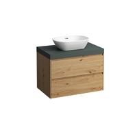 LAUFEN LANI lavabo sobre encimera gris tráfico incl. mueble bajo lavabo, 1 hueco en el centro, 785x495x580mm, H4055511122671, Color: Roble silvestre