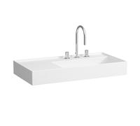 Laufen Lavabo Kartell, en construcción, repisa a la Izquierda, 2 Agujeros para grifos, sin rebosadero, 900x460, Color: Blanco con LCC - H8103394008151