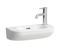 LAUFEN LUA lavabo con enjuague manual, 1 grifo a la derecha, lavabo a la izquierda, con rebosadero, 500x230mm, H8150824001061, Color: Blanco con LCC