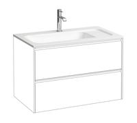 LAUFEN Meda mueble lavamanos slim, 775x445mm, para H421682, repisa derecha, 1 agujero para grifo, sin rebosadero, Marbond, H8141170001111, Color: Blanco