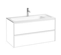 LAUFEN Meda mueble lavamanos slim, 975x445mm, para H421692, repisa derecha, 1 agujero para grifo, sin rebosadero, Marbond, H8141187571111, Color: Blanco mate