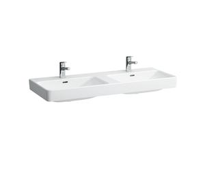 LAUFEN PRO S lavabo doble, sin agujero para grifo, con rebosadero, 1200x460mm, H8149660001091, Color: Blanco