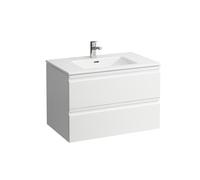 LAUFEN Pro S Set 800, lavabo, 1 agujero para grifo, rebosadero, incl. mueble bajo lavabo, 2 cajones, 800x500mm, H8619634631041, Color: Nieve (blanco mate)