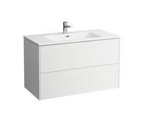 LAUFEN Pro S Set Base 1000, lavabo, 1 agujero para grifo, rebosadero, incl. mueble bajo lavabo, 2 cajones, 1000x500mm, H8649622601041, Color: Nieve (blanco mate)