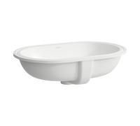 LAUFEN Savoy lavabo encastrado, instalación desde abajo, sin agujero para grifo, con rebosadero, parte inferior acristalada, ovalado, 575x375mm, H8189467571551, Color: Blanco Mate