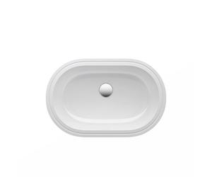 LAUFEN Savoy lavabo encastrado, instalación desde abajo, sin agujero para grifo, con rebosadero, parte inferior acristalada, ovalado, 575x375mm, H8189460001551, Color: Blanco