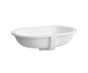 LAUFEN Savoy lavabo encastrado, instalación desde abajo, sin agujero para grifo, con rebosadero, parte inferior acristalada, ovalado, 575x375mm, H8189467571551, Color: Blanco Mate