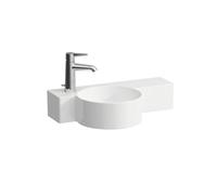 LAUFEN VAL lavabo con enjuague manual, 1 agujero para grifo a la izquierda, repisa a la derecha, con rebosadero, recortable, 550x315mm, H815283A008111, Color: Blanco con LCC Activo
