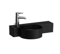 LAUFEN VAL lavabo con enjuague manual, 1 agujero para grifo a la izquierda, sin rebosadero, 550x315mm, repisa a la derecha, H8152837161131, Color: Negro Mate