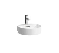 LAUFEN VAL lavabo con enjuague manual, bajo encimera, sin agujero para grifo, con rebosadero, 400x425mm, H811281A001091, Color: Blanco con LCC Activo